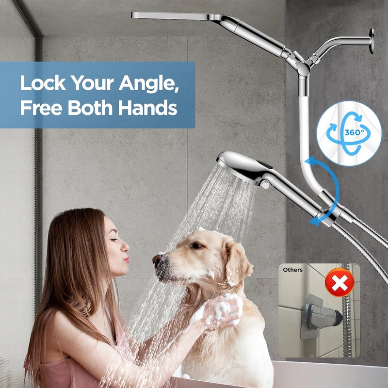 MakeFit Dual Filtered Rain Shower Head Combo, High Pressure Handheld Shower Head with Adjustable Bar - Rainfall Shower Head And Showerhead with Filter for Hard Water - Removes Chlorine - Image 3